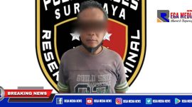 Caption: tersangka pencabulan (AS) diamankan di Mapolrestabes Surabaya.