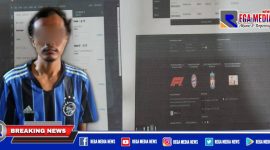 Caption: tersangka PE dan barang buktinya diamankan di Mako Polsek Pabean Cantikan, Surabaya.