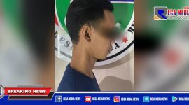 Caption: tersangka inisial JR diamankan di Mapolres Pelabuhan Tanjung Perak, Surabaya.