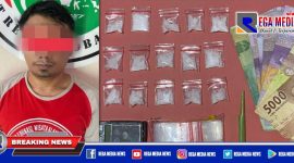 Caption: tersangka inisial (SUL) dan barang buktinya diamankan di Mako Polres Pelabuhan Tanjung Perak, Surabaya.