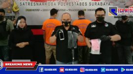 Caption: konferensi pers, Satreskoba Polrestabes Surabaya ungkap kasus sabu 1 Kg.
