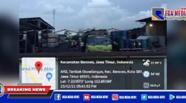 Caption: tampak area lokasi gudang pengelolaan PHO diduga bodong, di Osowilangon, Surabaya.