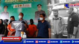 Caption: konferensi pers, Polres Pelabuhan Tanjung Perak Surabaya ungkap kasus pencurian truk.