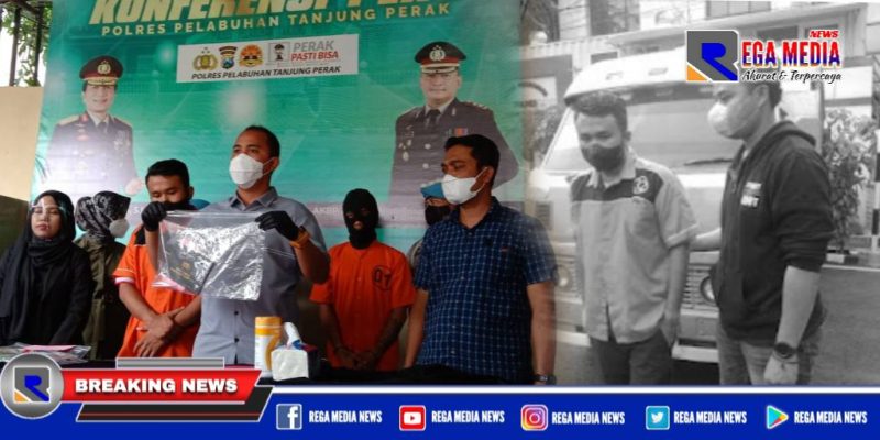 Caption: konferensi pers, Polres Pelabuhan Tanjung Perak Surabaya ungkap kasus pencurian truk.