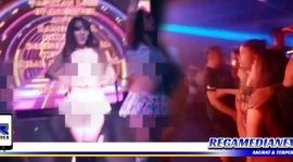 Caption: tampak penari dancer dan pengunjung Cafe Red Pelanet Surabaya tidak mematuhi protokol kesehatan.