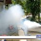 Caption: petugas Puskesmas Robatal saat fogging ke permukiman warga desa setempat.