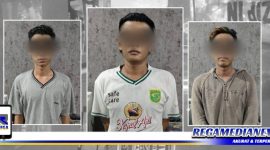 Caption: tiga pemuda Surabaya yang berhasil ditangkap Reskrim Polsek Asemrowo.