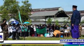 Caption: saat berlangsungnya apel Kader NU di lapangan Mitra Kencana, Pangarengan, Sampang.