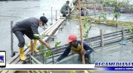 Caption: Bupati Asahan (H. Surya) saat tanam pohon mangrove.