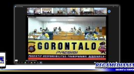 Caption: rapat evaluasi Operasi Ketupat Otanaha 2022, Kapolda Gorontalo bersama Polres jajaran secara virtual.