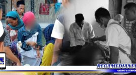Caption: tampak pelaku hendak diamankan polisi dan korban sudah dalam keadaan meninggal dunia.