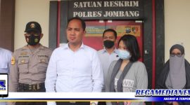 Caption: konferensi pers, Satreskrim Polres Jombang ungkap kasus penculikan anak panti asuhan.