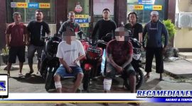 Caption: dua pelaku curanmor di Gorontalo tampak dihadiahi timah panas dibagian kakinya.