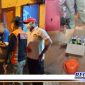 Caption: personel gabungan saat razia Cafe MU Surabaya, petugas temukan puluhan botol miras.
