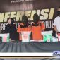 Caption: konferensi pers, Polres Pelabuhan Tanjung Perak ungkap kasus peredaran narkoba.