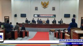 Caption: suasana saat berlangsungnya rapat paripurna penyampaian rekomendasi Panja LHP BPK RI tahun 2021.