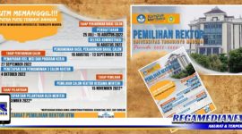 Caption: pamflet pendaftaran bakal calon Rektor UTM.