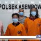 Caption: polisi setelah berhasil mengamankan tersangka pencurian besi grill, di Mapolsek Asemrowo Surabaya.