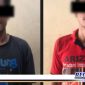Caption: dua tersangka penyalahgunaan narkoba saat diamankan di Mapolsek Pabean Cantikan Surabaya.