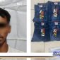Caption: tersangka kasus pencurian dan barang buktinya, saat diamankan di Mapolsek Semampir.