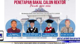 Caption: pamflet empat bakal calon rektor UTM dinyatakan lolos seleksi administrasi, (Doc: Syamsul Arifin/RMN).