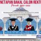 Caption: pamflet empat bakal calon rektor UTM dinyatakan lolos seleksi administrasi, (Doc: Syamsul Arifin/RMN).
