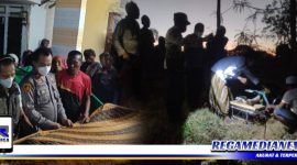 Caption: warga saat mengevakuasi jasad korban. Tampak Kapolsek Sreseh berada dirumah duka usai jasad korban berhasil dievakuasi.
