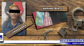 Caption: tersangka inisial (I) dan barang buktinya diamankan di Mapolsek Krembangan Surabaya.