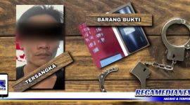 Caption: tersangka kasus narkoba inisial (RMP) dan barang buktinya diamankan di Mapolres Pelabuhan Tanjung Perak Surabaya.