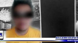 Caption: tersangka kasus narkotika inisial (GR) dan barang buktinya. (Doc: Humas Polres Pelabuhan Tanjung Perak).