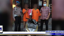 Caption: dua tersangka pencurian dengan kekerasan saat diamankan polisi, (Doc: Polsek Asemrowo).
