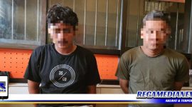 Caption: dua tersangka penikaman inisial GK dan AZ saat diamankan Resmob, (Doc: Humas Polres Gorontalo Kota).