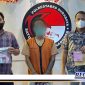 Caption: tersangka inisial HJ, saat diamankan di ruang Unit Satresnarkoba, (Doc: Humas Polrestabes Surabaya).