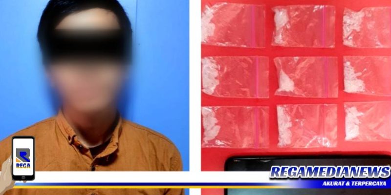 Caption: tersangka kasus narkoba inisial NA dan barang buktinya, (Doc: Humas Polres Pelabuhan Tanjung Perak).