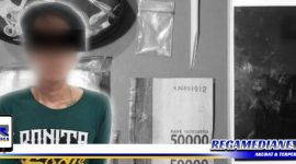 Caption: tersangka kasus narkoba inisial (MS) dan barang buktinya, (Doc: Humas Polres Pelabuhan Tanjung Perak). 