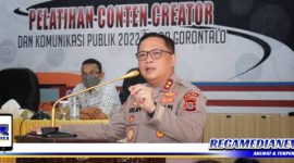 Caption: Kapolda Gorontalo Irjen Pol Helmy Santika memberikan arahan saat pelatihan conten creator dan komunikasi publik, (Dok. Humas Polda Gorontalo).