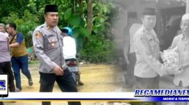 Caption: Kapolsek Omben bersama anggotanya, saat takziah dan memberikan bantuan kepada keluarga korban, (Dok. Harry/Regamedianews).