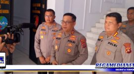 Caption: Kapolda Gorontalo Irjen Pol Helmy Santik diwawancara awak media saat kunjungan ke Mapolres Pohuwato, (Dok. Yusrianto/Regamedianews).