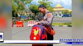 Caption: Farhansyah saat menjumpai Aipda Liwail Amri ke Mako Polres Sampang, (Dok. Harry/Regamedianews).