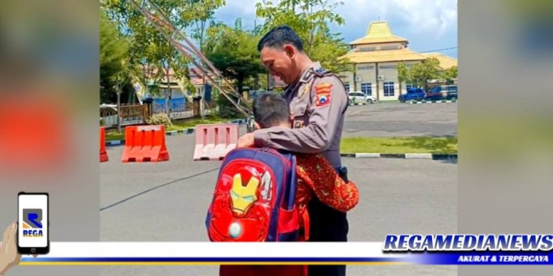 Caption: Farhansyah saat menjumpai Aipda Liwail Amri ke Mako Polres Sampang, (Dok. Harry/Regamedianews).