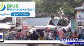 Caption: BPJS Ketenagakerjaan sosialisasi ke pasar di Pamekasan, (Dok. Redaksi Regamedianews).