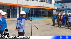 Caption: PLTU Tomolito saat gelar upacara peringatan Bulan K3, (dok. regamedianews).