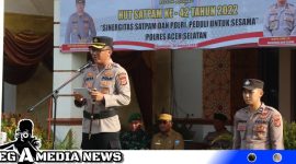 Caption: Kapolres Aceh Selatan AKBP Nova Suryandaru, saat memberikan sambutan (foto: humas polres aceh selatan) 