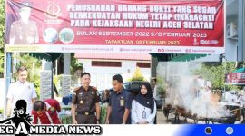 Caption: Kejaksaan Negeri Aceh Selatan gelar kegiatan Pemusnahan Barang Bukti ( Foto/AE). 