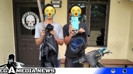 Caption: saat terduga pelaku diamankan di Unit Reskrim Polsek Pulau Raja Polres Asahan (foto/irwan). 