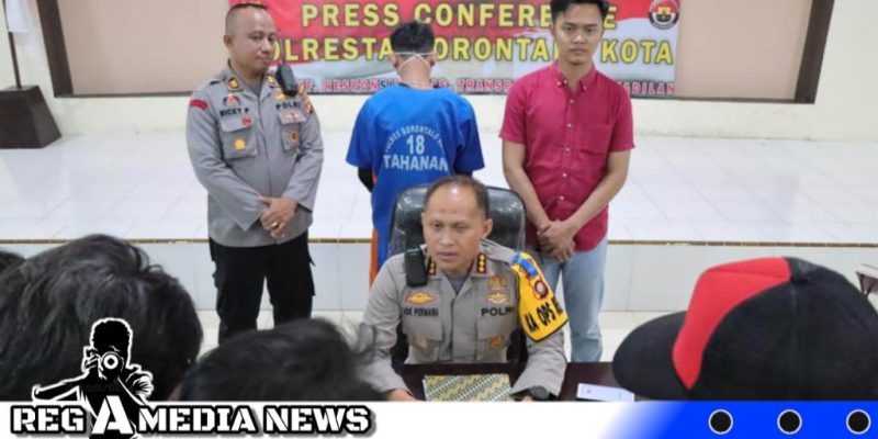 Caption: konferensi pers, Polresta Gorontalo Kota ungkap kasus penikaman, (dok. regamedianews).