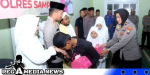 Polres Sampang Hiasi Isro’ Mi’raj Dengan Santuni Yatim Piatu