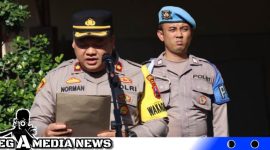 Caption: Wakapolres Pelabuhan Tanjung Perak Kompol Wahyu Norman saat pimpin apel (dok. regamedianews).