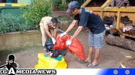 Caption: petugas kebersihan DLH Bangkalan temukan puluhan kantong darah, (dok. regamedianews).