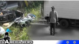 Caption: tampak kendaraan dan jasad korban kecelakaan berada ditengah jalan, (dok. regamedianews).
